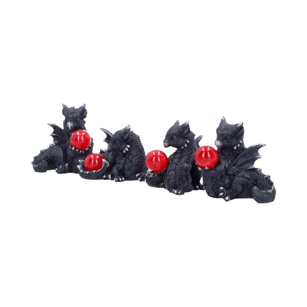 Nemesis Now - Midnight Treasures (Set of 4) Figurines - Dragon - Black/Red